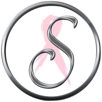 Monogram Alphabet Silver Letter Subtle Pink Breast Cancer Ribbon Survivor Cure By Awareness 18MM - 20MM Snap Jewelry Charm