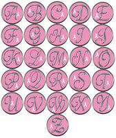 Monogram Alphabet Silver Letter Pink Background Breast Cancer Ribbon Survivor Cure By Awareness 18MM - 20MM Snap Jewelry Charm