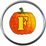 Pumpkin Monogram Alphabet Letter For Halloween Thanksgiving Fall 18MM - 20MM Snap Jewelry Snap Charm