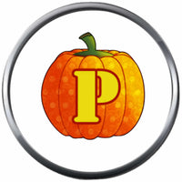 Pumpkin Monogram Alphabet Letter For Halloween Thanksgiving Fall 18MM - 20MM Snap Jewelry Snap Charm