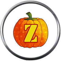 Pumpkin Monogram Alphabet Letter For Halloween Thanksgiving Fall 18MM - 20MM Snap Jewelry Snap Charm