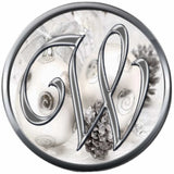 Christmas Silver Ornament & Frosted Pine Cones Monogram Alphabet Letters A - Z For Winter Holidays 18MM - 20MM Snap Charm Jewelry