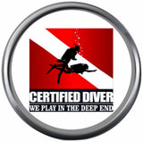 Certified Diver Play In Deep End Divers On Dive Flag Open Water Scuba Ocean Diver 18MM - 20MM Snap Jewelry Charm