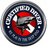 Blue Certified Open Water Scuba Diver Dive Play In The Deep End Shark Diver Down Flag 18MM - 20MM Snap Charm