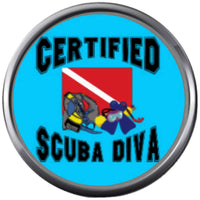 Certified Open Water Scuba Diva Fins Snorkel Gear Diver Down Flag 18MM - 20MM Snap Charm