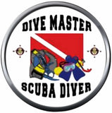 Dive Master Scuba Gear Fins Mask Snorkel On Dive Flag Open Water Scuba Ocean Diver 18MM - 20MM Snap Jewelry Charm
