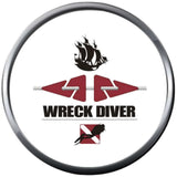 Wreck Diver Ship Line Guide Scuba Diver Down Flag Red White 18MM - 20MM Snap Jewelry Charm