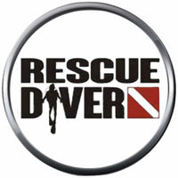 Rescue Diver Scuba Diver With Diver Down Flag Fins Diver In Water 18MM - 20MM Snap Charm