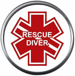 Rescue Diver Maltese Medic Cross Scuba Diver Down Flag 18MM - 20MM Snap Charm