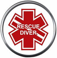 Rescue Diver Maltese Medic Cross Scuba Diver Down Flag 18MM - 20MM Snap Charm