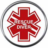 Rescue Diver Maltese Medic Cross Scuba Diver Down Flag 18MM - 20MM Snap Charm