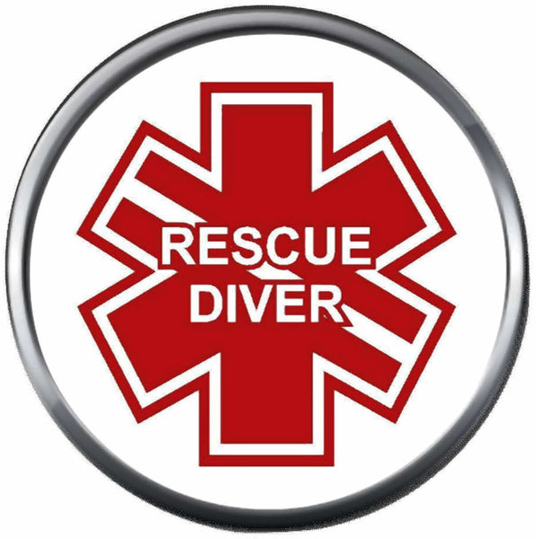 Rescue Diver Maltese Medic Cross Scuba Diver Down Flag 18MM - 20MM Snap Charm