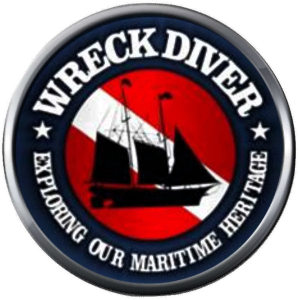 Wreck Diver Explore Marine Heritage Ship Scuba Diver Down Flag 18MM - 20MM Snap Charm