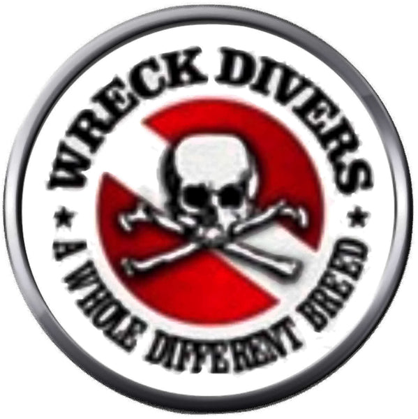 Wreck Diver Skull Cross Bones Whole Different Breed Scuba Diver Down Flag 18MM - 20MM Snap Charm