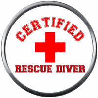 Certified Rescue Diver Medic Cross On Dive Flag Fins Red White Diver Down Flag Scuba 18MM - 20MM Snap Charm New Item