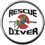 Certified Professional Rescue Scuba Diver Down Flag Dive 18MM - 20MM Snap Jewelry Charm New Item
