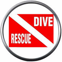 Scuba Dive Diver Down Flag Dive Rescue Diver 18MM - 20MM Snap Jewelry Charm New Item