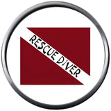 Rescue Diver On Red White Scuba Diver Down Dive Flag 18MM - 20MM Snap Jewelry Charm New Item