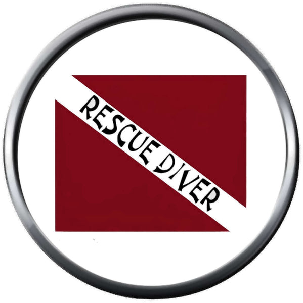 Rescue Diver On Red White Scuba Diver Down Dive Flag 18MM - 20MM Snap Jewelry Charm New Item