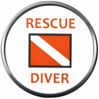 Rescue Diver Down Flag Scuba Dive Ocean Deep 18MM - 20MM Snap Jewelry Charm New Item