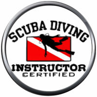 Open Water Scuba Diver Instructor Certified Fins Scuba Diver Down Flag Red White 18MM - 20MM Snap Jewelry Charm