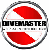 Divemaster Play In Deep End Diver Dive Flag Fins Red White Diver Down Flag 18MM - 20MM Snap Charm New Item