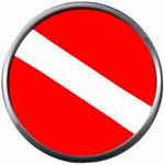 Red White Scuba Diver Down Dive Flag 18MM - 20MM Snap Jewelry Charm New Item