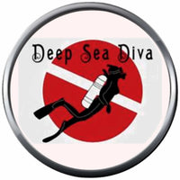 Deep Sea Diva Scuba Diver Certified Open Water Fins Dive Flag Red White 18MM - 20MM Snap Jewelry Charm