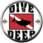 Dive Deep Shark Scuba Diver Down Flag Red & White 18MM - 20MM Snap Jewelry Charm New Item