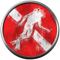 Chalky Art Scuba Diver On Dive Flag Fins Red White Diver Down Flag 18MM - 20MM Snap Charm New Item