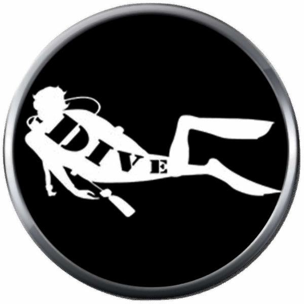 Scuba Diver Dive On Black Mask Fin Regulator 18MM - 20MM Snap Jewelry Charm New Item