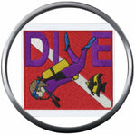 Angel Fish And Diver Red White Scuba Diver Down Dive Flag 18MM - 20MM Snap Jewelry Charm New Item