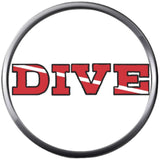 Scuba Dive Diver Down Flag Thru Word Dive 18MM - 20MM Snap Jewelry Charm New Item