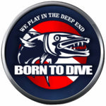 Born To Dive Barracuda Diver Down Flag Scuba 18MM - 20MM Snap Jewelry Charm New Item