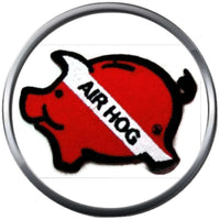 Scuba Dive Diver Down Flag On Pig Air Hog 18MM - 20MM Snap Charm