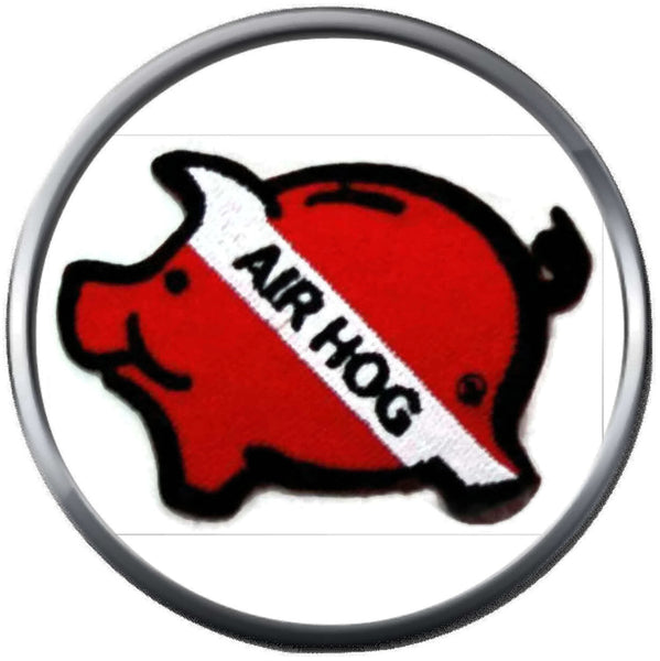 Scuba Dive Diver Down Flag On Pig Air Hog 18MM - 20MM Snap Charm