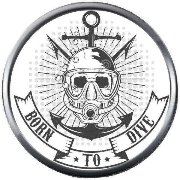 Sketch Art Born To Dive Scuba Diver Underwater 18MM - 20MM Snap Jewelry Charm New Item