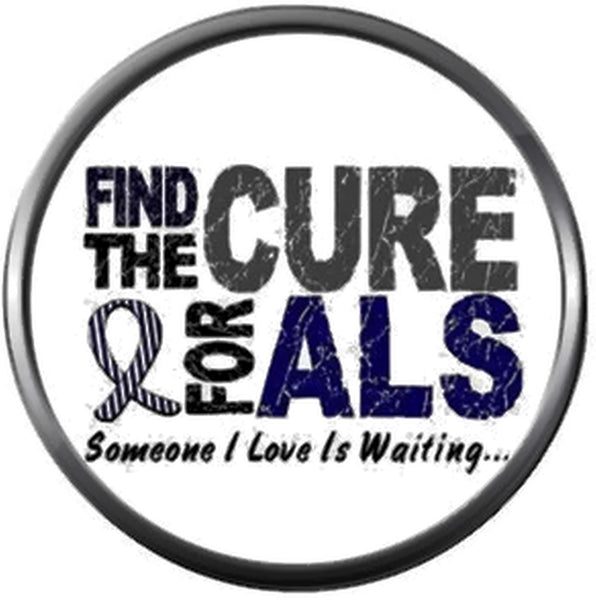 Find Cure ALS Lou Gehrigs Disease Awareness Ribbon 18MM - 20MM Snap Jewelry Charm