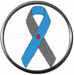 Diabetes Awareness Ribbon With Blood Drop Find A Cure 18MM - 20MM Snap Jewelry Charm