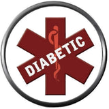 Red Maltese Cross Medical Alert Diabetic Diabetes 18MM - 20MM Snap Charm Jewelry