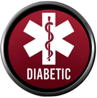 Snap Jewelry Medical Alert Diabetic Diabetes Red With White Maltese Cross 18MM - 20MM Charm
