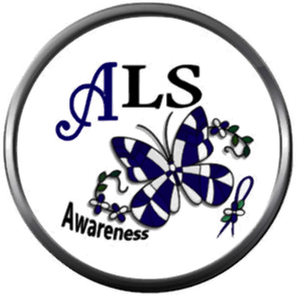 Butterfly ALS Lou Gehrigs Disease Awareness Ribbon 18MM - 20MM Snap Jewelry Charm