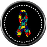 Autism Puzzle Ribbon On Black Awareness Support Charm For 18MM - 20MM Fashion Snap Jewelry
