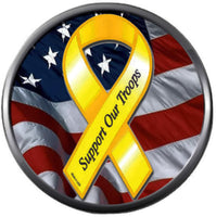 Support Our Troops USA Flag Red White And Blue Old Glory Yellow Ribbon 18MM - 20MM Snap Jewelry Charm New Item
