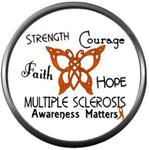 Strength Courage MS Awareness Orange Butterfly Multiple Sclerosis Orange Ribbon Support 18MM - 20MM Fashion Snap Jewelry Charm New Item