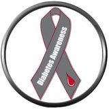 Diabetes Awareness Grey Ribbon Red Blood Drop Support Believe Cure 18MM - 20MM Snap Charm Jewelry