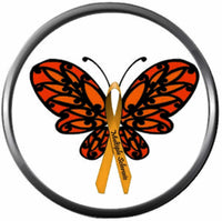 Orange Beautiful Butterfly MS Multiple Sclerosis Awareness Ribbon Show Support 18MM - 20MM Fashion Snap Jewelry Charm