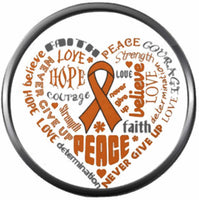 MS Peace Love Awareness Multiple Sclerosis Orange Ribbon Support 18MM - 20MM Fashion Snap Jewelry Charm New Item
