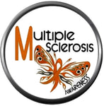 MS Awareness Orange Butterfly Multiple Sclerosis Orange Ribbon Show Support 18MM - 20MM Fashion Snap Jewelry Charm New Item