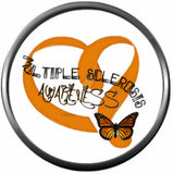 MS Hope Awareness Orange Butterfly Multiple Sclerosis Orange Ribbon Support 18MM - 20MM Fashion Snap Jewelry Charm New Item